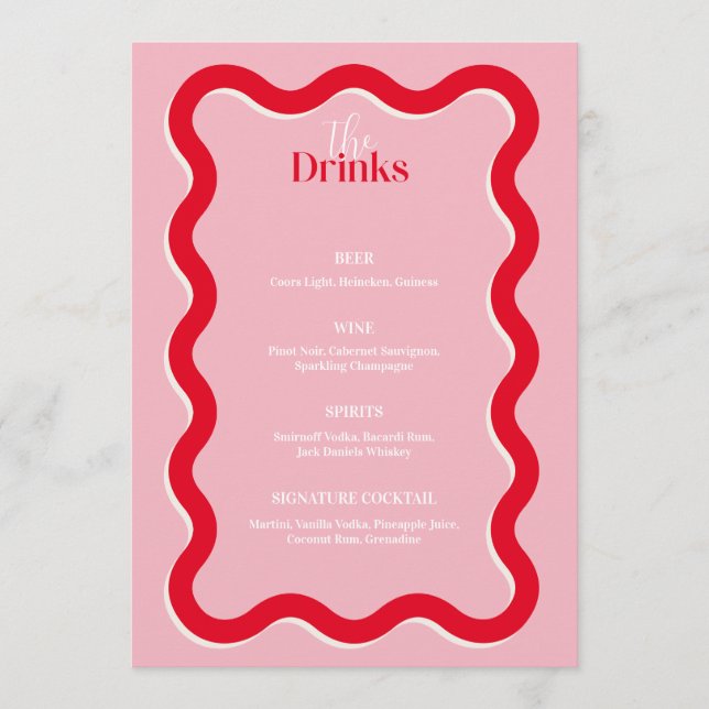 Minimalist Modern Wedding Bar Menu | Drink Menu  (Front)