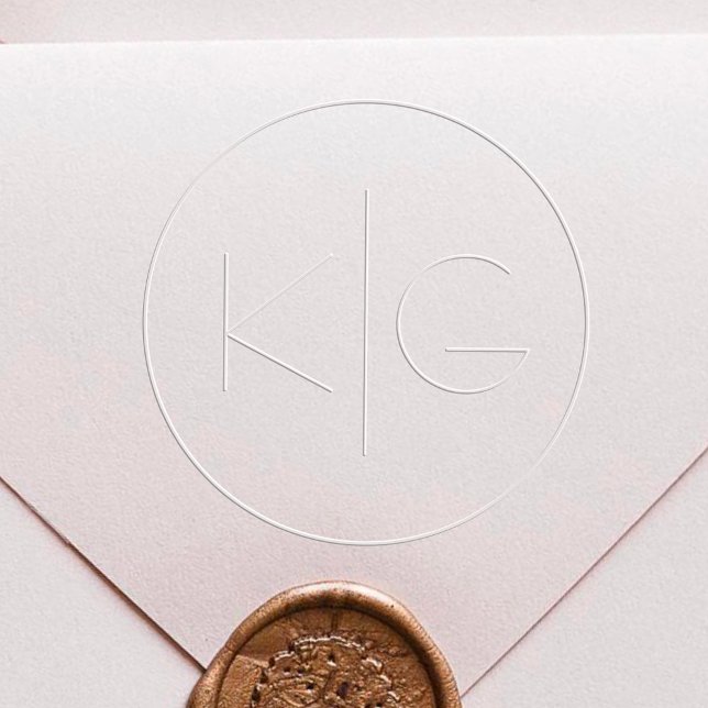 Minimalist Modern Wedding Couple Names Initials Embosser (Creator Uploaded)