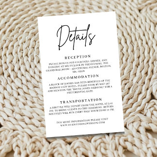 Minimalist Modern Wedding Details Enclosure Card 