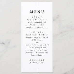 Minimalist Modern Wedding   Elegant Black & White Menu