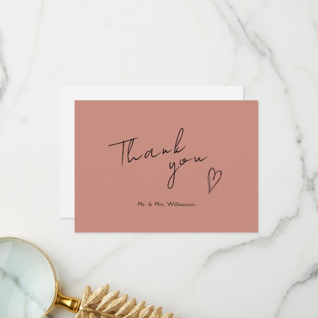 Minimalist Modern Wedding Flat Thank You Card (Front/Back In Situ)