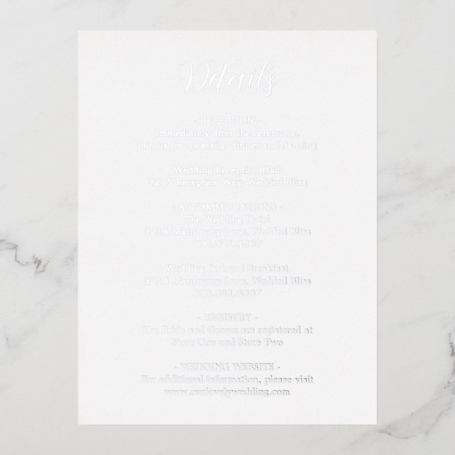 Minimalist Modern Wedding Foil Enclosure Card (Front)