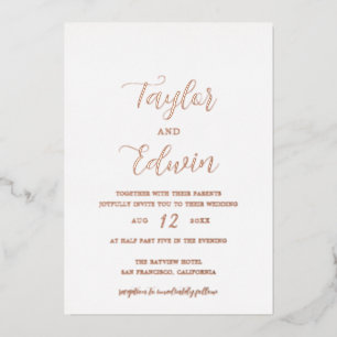 Minimalist Modern Wedding Foil Invitation