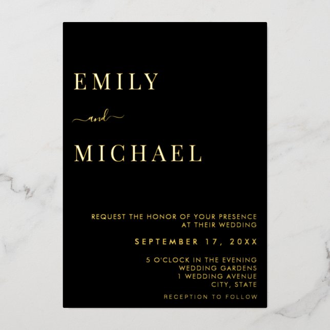 Minimalist Modern Wedding Foil Invitation (Front)
