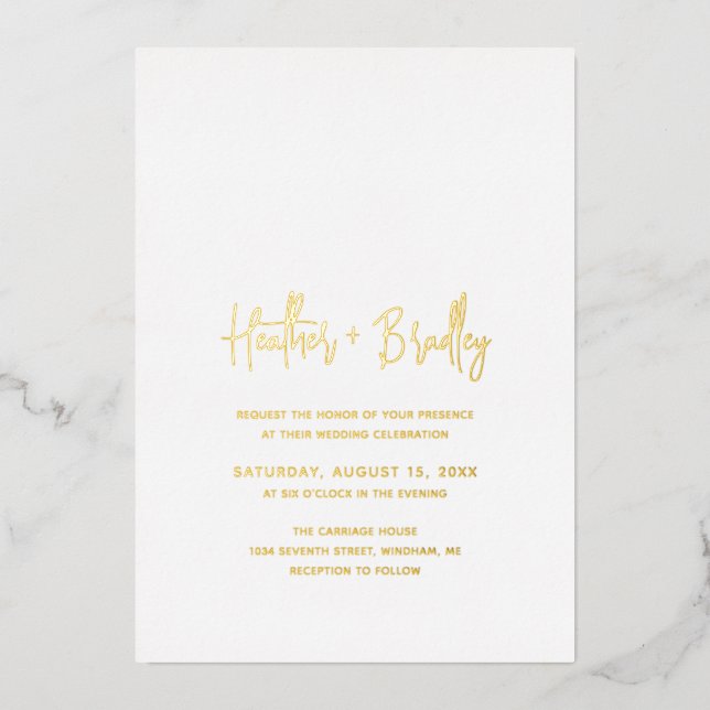 Minimalist Modern Wedding Foil Invitation (Front)