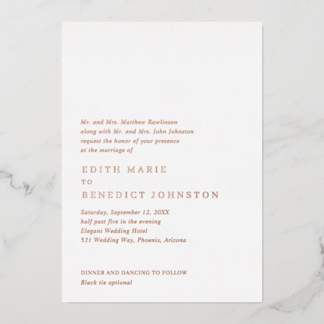 Minimalist Modern Wedding Foil Invitation (Front)