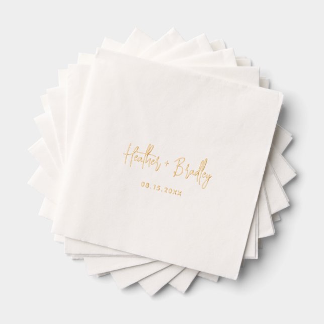 Minimalist Modern Wedding Foil Napkins (Insitu (Stacked))