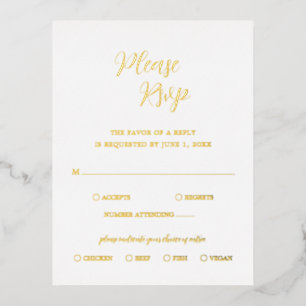 Minimalist Modern Wedding Foil RSVP Card