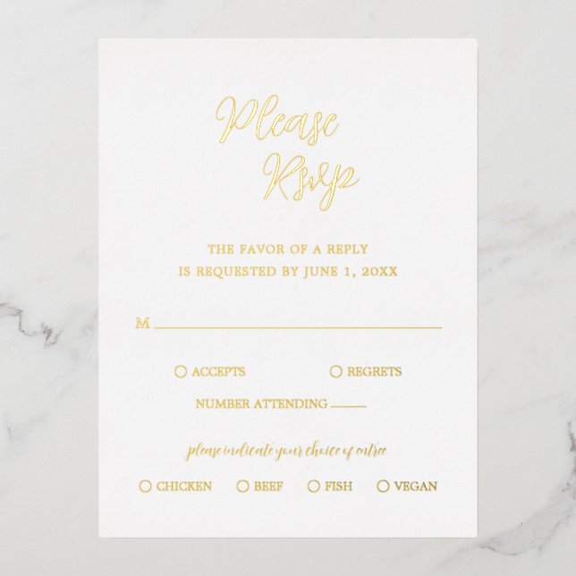 Minimalist Modern Wedding Foil RSVP Card (Front)