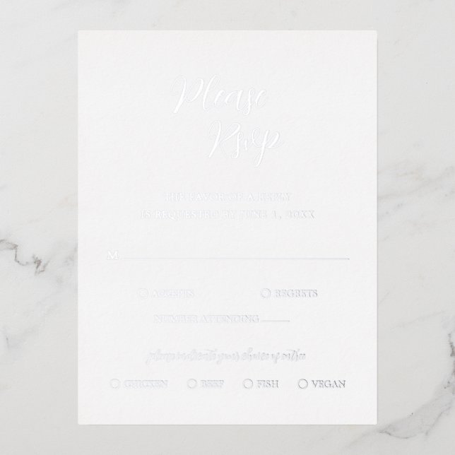 Minimalist Modern Wedding Foil RSVP Card (Front)