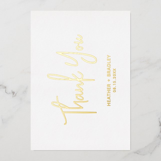 Minimalist Modern Wedding Foil Thank You Card (Front)
