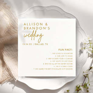 Minimalist Modern Wedding Fun Facts Napkins