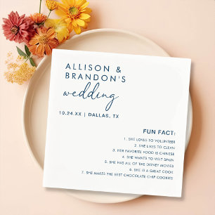 Minimalist Modern Wedding Fun Facts Napkins