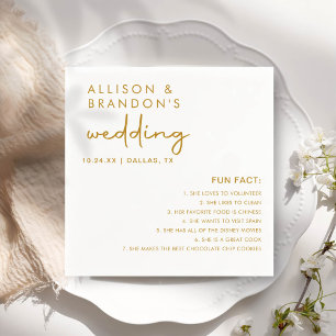 Minimalist Modern Wedding Fun Facts Napkins