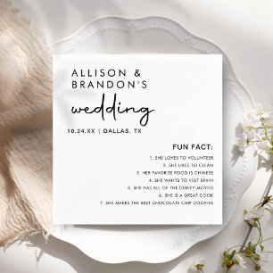 Minimalist Modern Wedding Fun Facts Napkins