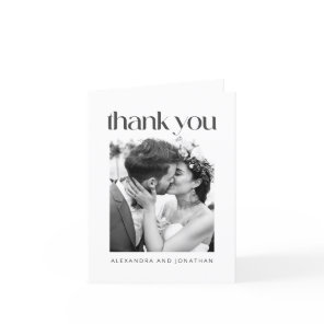 Minimalist Modern Wedding Photo Folded Blank Thank You Card