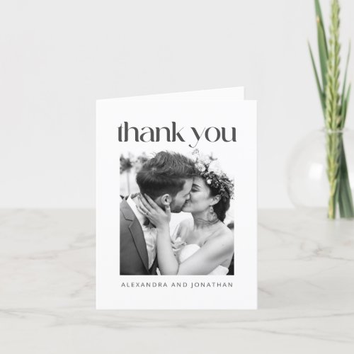 Minimalist Modern Wedding Photo Folded Blank Thank You Card