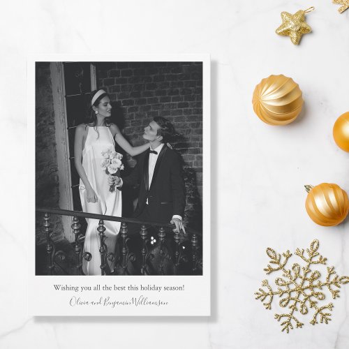 Minimalist Modern Wedding Photo Greeting Christmas Holiday Card