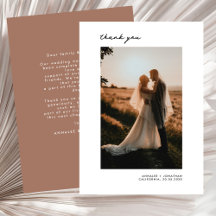 Minimalist Modern Wedding Photo Thank You Mocha