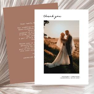 Minimalist Modern Wedding Photo Thank You Mocha
