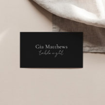 Minimalist Modern Wedding Place Card in Black