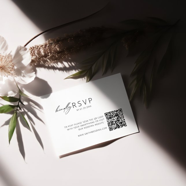 Minimalist Modern Wedding QR Code RSVP Enclosure Card (Creator Uploaded)