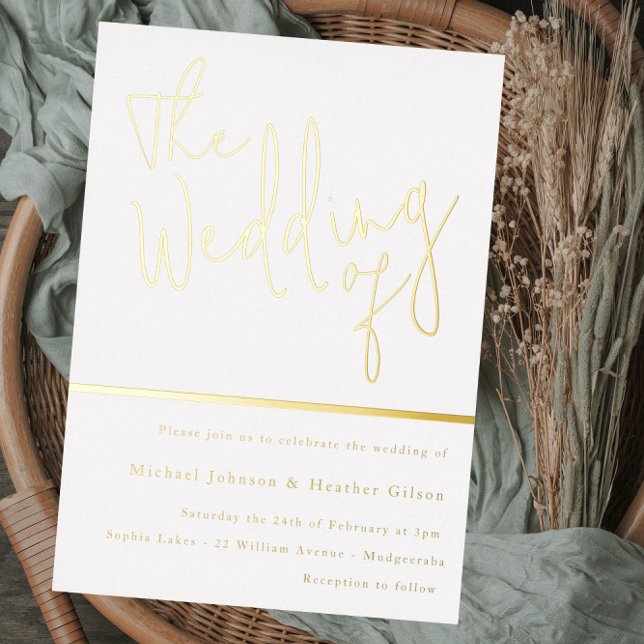 Minimalist Modern Wedding Real Gold Foil Invitation (Creator Uploaded)