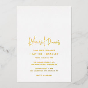 Minimalist Modern Wedding Rehearsal Dinner Foil Invitation