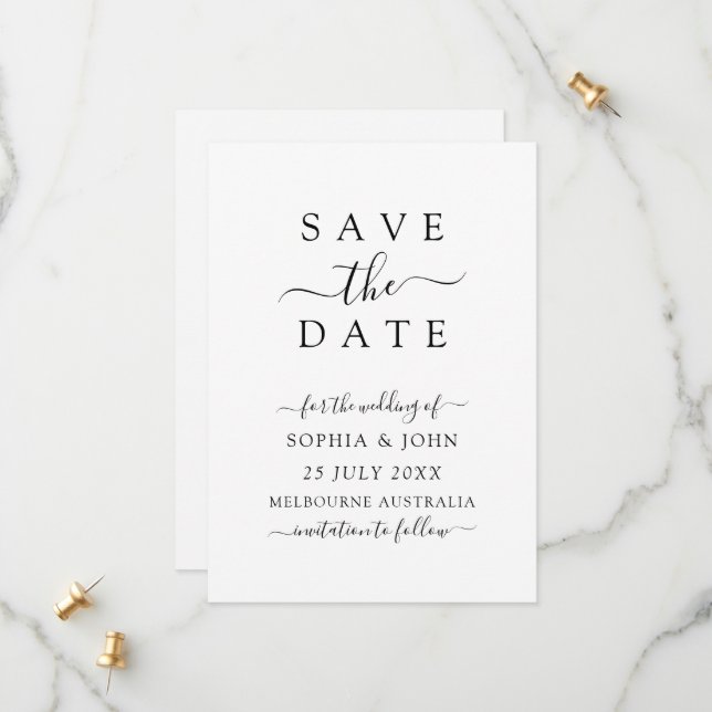 Minimalist Modern Wedding Save The Date (Front/Back In Situ)