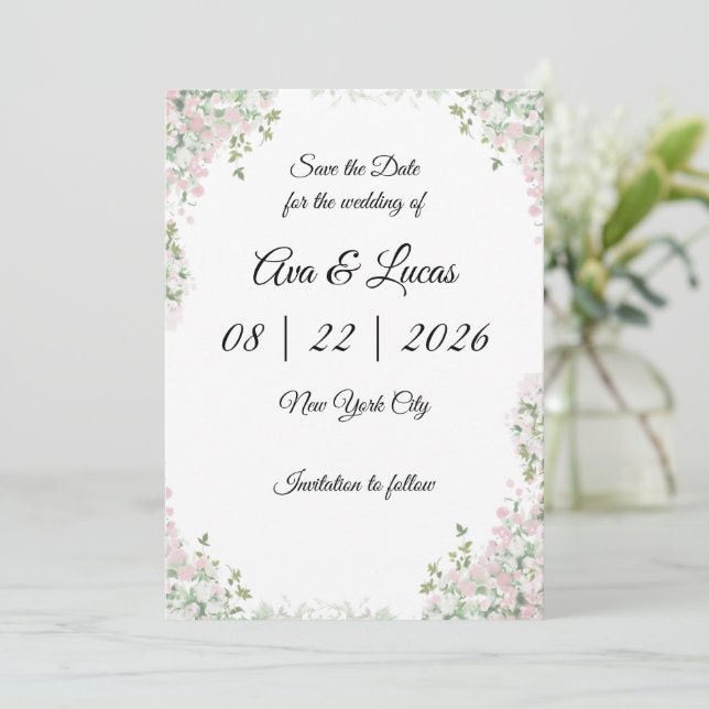 Minimalist Modern Wedding Save the Date Card (Standing Front)