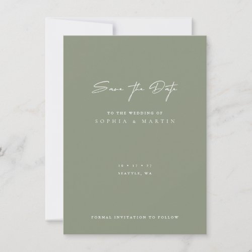 Minimalist Modern Wedding Save the Date Card 