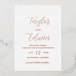 Minimalist Modern Wedding Save the Date Foil Invitation
