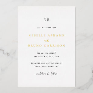 Minimalist Modern Wedding Save the Date Foil Invitation