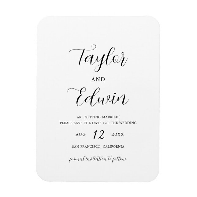 Minimalist Modern Wedding Save the Date Magnet (Vertical)