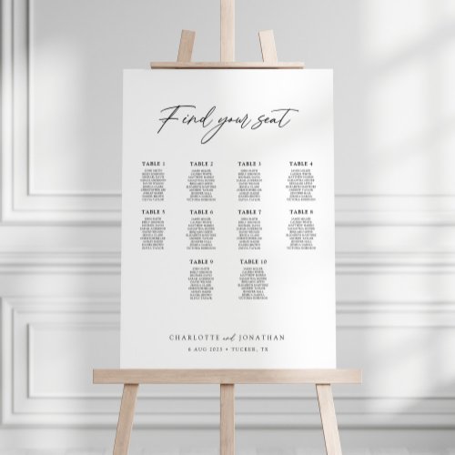 Minimalist Modern Wedding Seating Chart Foam Board