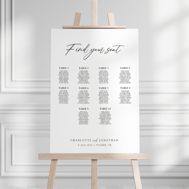 Minimalist Modern Wedding Seating Chart Foam Board (Creator Uploaded)