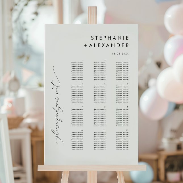 Minimalist Modern Wedding Seating Chart Foam Board (Creator Uploaded)