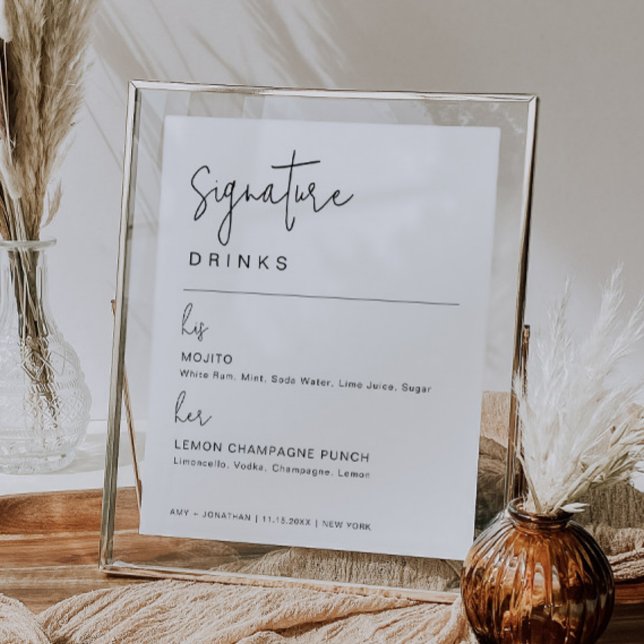 Minimalist Modern Wedding Signature Drinks Sign (Creator Uploaded)