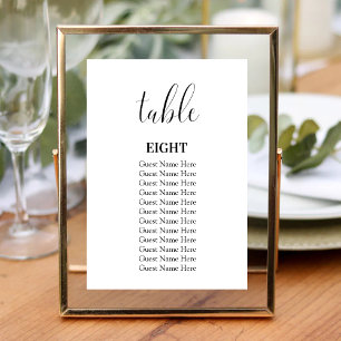Minimalist Modern Wedding Table Numbers Card