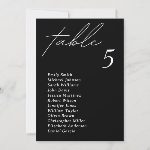 Minimalist Modern Wedding Table Seating Chart Card