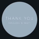 Minimalist Modern Wedding Thank You Dusty Blue Classic Round Sticker<br><div class="desc">Minimalist Modern Wedding Thank You Classic Round Sticker in Dusty Blue</div>