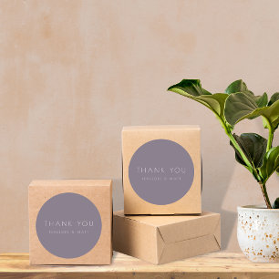Minimalist Modern Wedding Thank You Dusty Purple Classic Round Sticker