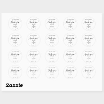 Minimalist modern wedding thank you favor classic round sticker | Zazzle