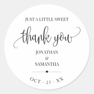 Minimalist modern wedding thank you favor classic round sticker