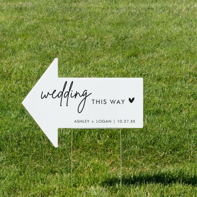 Minimalist Modern Wedding This Way Arrow Sign (Insitu)