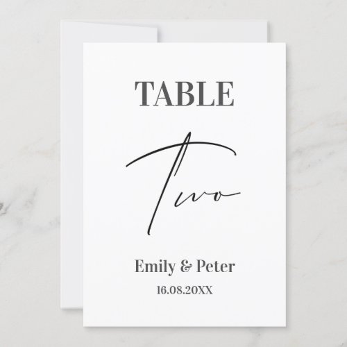 Minimalist Modern  WEDDING Two Table Number Card