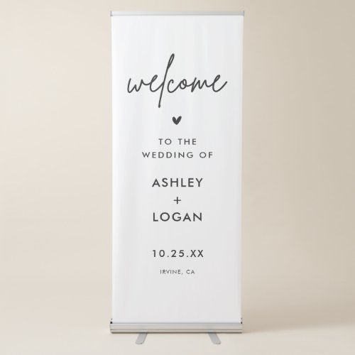 Minimalist Modern Welcome To Our Wedding Retractable Banner