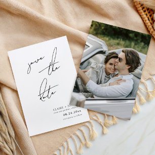 Minimalist Modern & Whimsical Script Save the Date Invitation