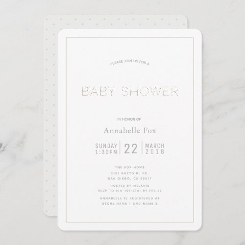 Minimalist Modern White Baby Shower Invitation