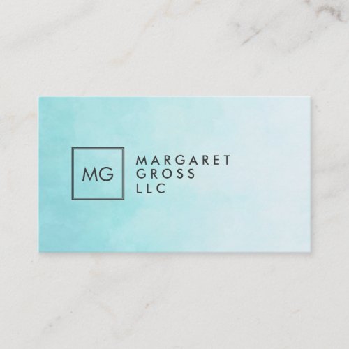 Minimalist Modern White  Blue Watercolors Ombre Business Card